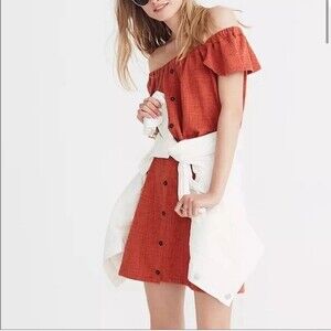 Madewell Orange Button Dress Medium